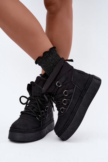 INinterstiefel zum Schnüren mit einer Plattform Big Star UU274189 schZuarze Farbe 2