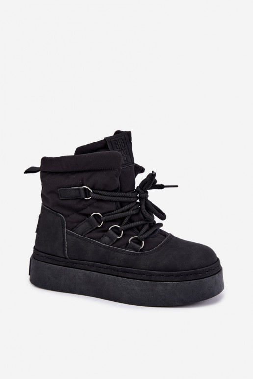 Schnürstiefel für den Winter mit Plateau Big Star UU274189 in schwarzer Farbe