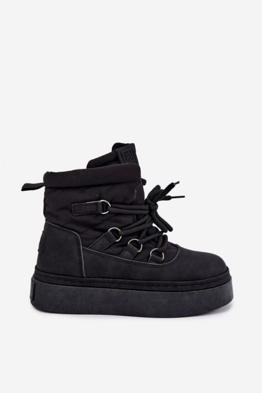 Schnürstiefel für den Winter mit Plateau Big Star UU274189 in schwarzer Farbe