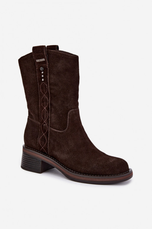Isolierte Kunstveloursleder Stiefeletten Big Star UU274607 in Schokoladenfarbe