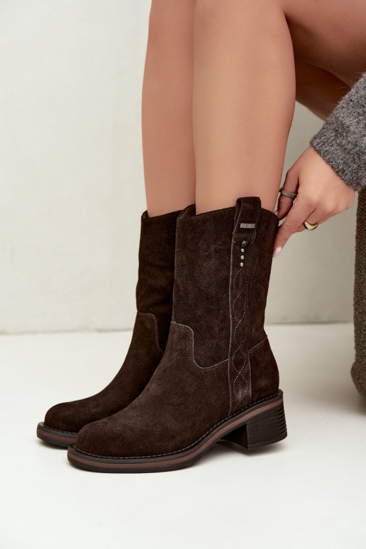 Isolierte Kunstveloursleder Stiefeletten Big Star UU274607 in Schokoladenfarbe