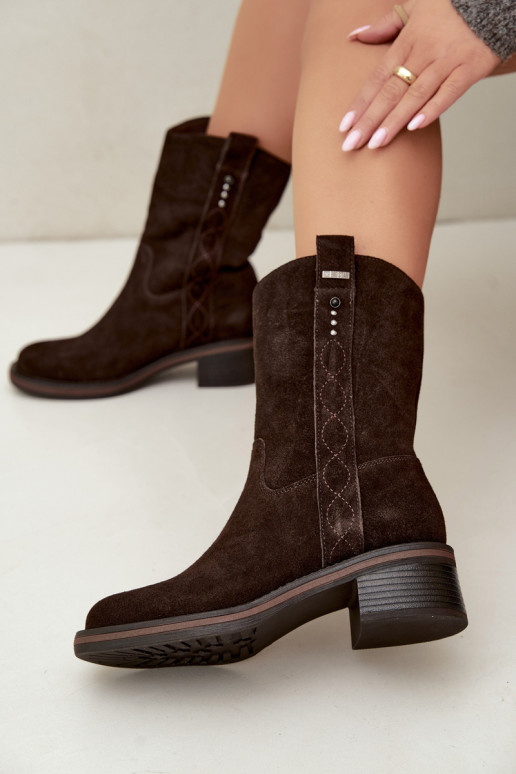 Isolierte Kunstveloursleder Stiefeletten Big Star UU274607 in Schokoladenfarbe