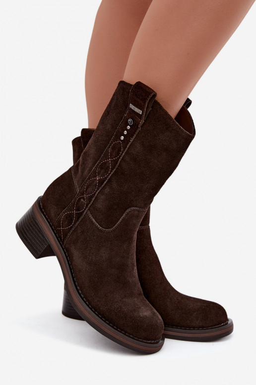Isolierte Kunstveloursleder Stiefeletten Big Star UU274607 in Schokoladenfarbe