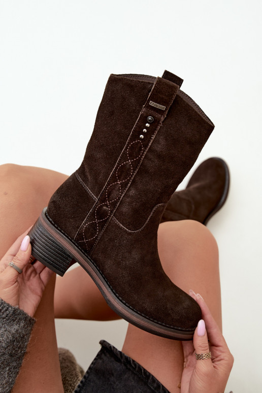 Isolierte Kunstveloursleder Stiefeletten Big Star UU274607 in Schokoladenfarbe
