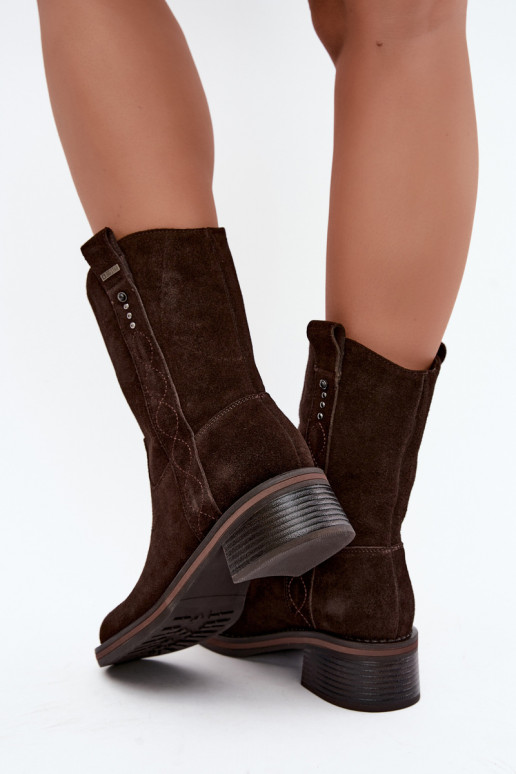 Isolierte Kunstveloursleder Stiefeletten Big Star UU274607 in Schokoladenfarbe