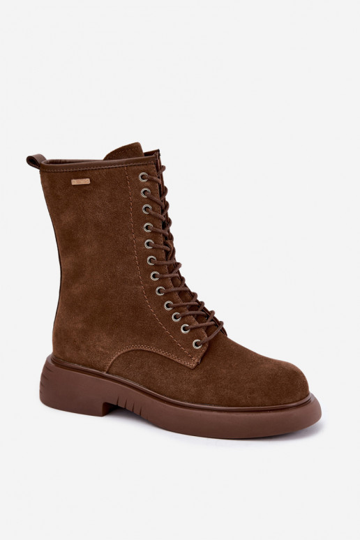 Isolierte Kunstveloursleder Arbeitsstiefeletten Big Star UU274611 in brauner Farbe
