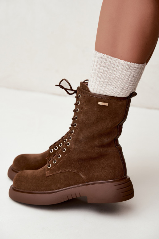 Isolierte Kunstveloursleder Arbeitsstiefeletten Big Star UU274611 in brauner Farbe