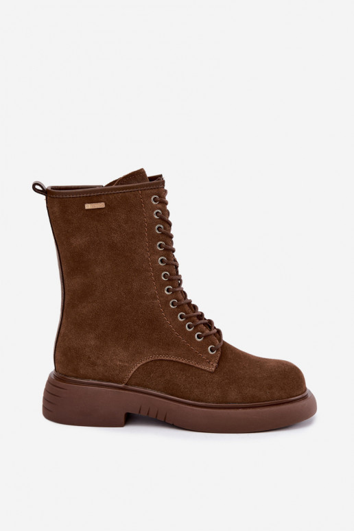 Isolierte Kunstveloursleder Arbeitsstiefeletten Big Star UU274611 in brauner Farbe