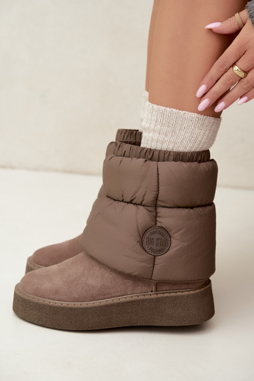 Faux-Suede Schneestiefel mit Plateau Big Star UU274732 in Sandfarbe