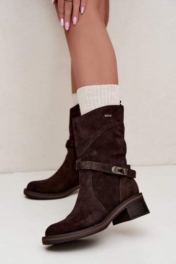 Haut Damenstiefel Klocke sich Zuarm laufen Big Star UU274609 CzekoladoZue 2