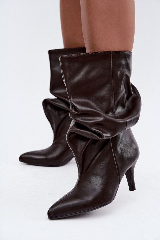 Ein überzeugendes Stilvollll Damenstiefel Typu Slouchy mit Absätzen CzekoladoZue Gelra