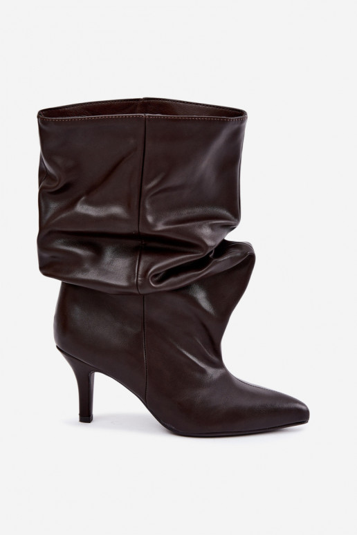 Ein überzeugendes Stilvollll Damenstiefel Typu Slouchy mit Absätzen CzekoladoZue Gelra