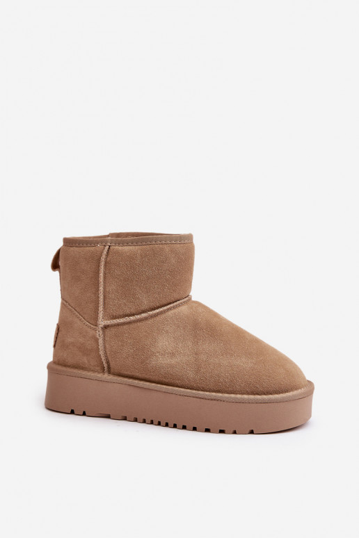 Faux-Suede Schneestiefel auf Plattform in sandfarbener Ausführung Rianaella