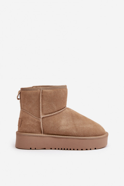 Faux-Suede Schneestiefel auf Plattform in sandfarbener Ausführung Rianaella