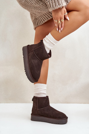 Faux-Suede Schneestiefel auf Plattform in brauner Ausführung Rianaella 2