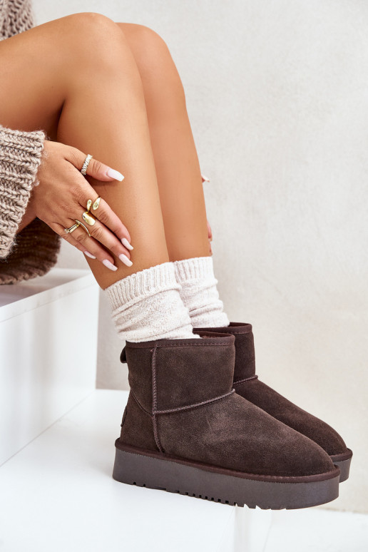 Faux-Suede Schneestiefel auf Plattform in brauner Ausführung Rianaella