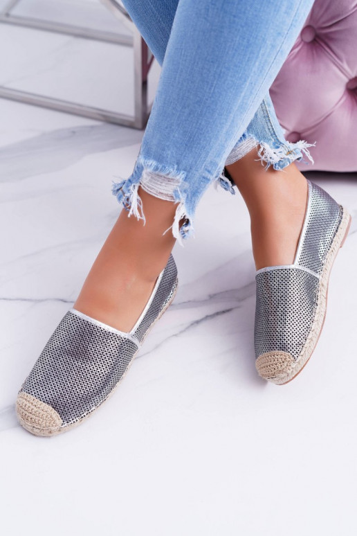 Lu Boo silberne Spitzen-ESPADRILLES Kimchi