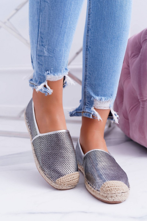 Lu Boo silberne Spitzen-ESPADRILLES Kimchi