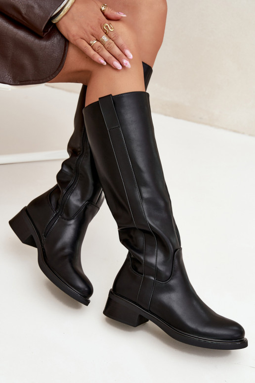 Damen Stiefel mit niedrigem Absatz in schwarzer Ausführung Averna