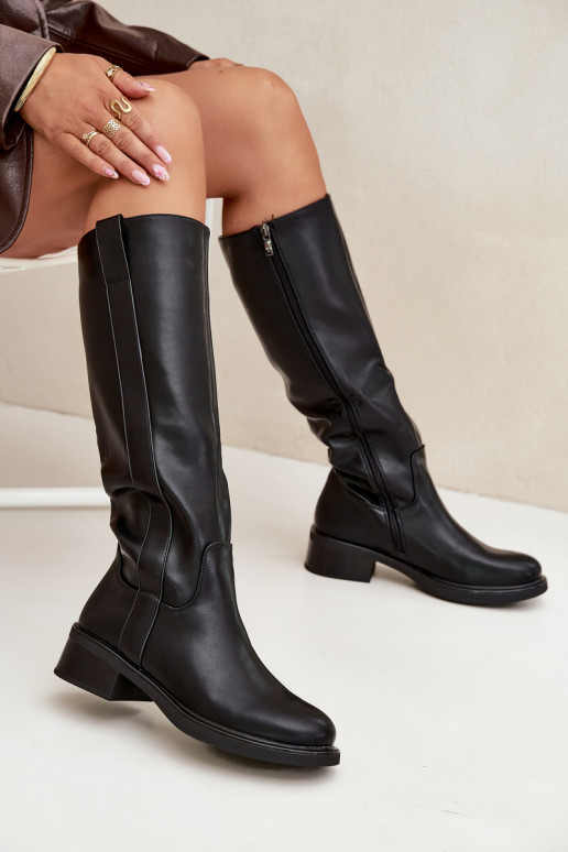 Damen Stiefel mit niedrigem Absatz in schwarzer Ausführung Averna
