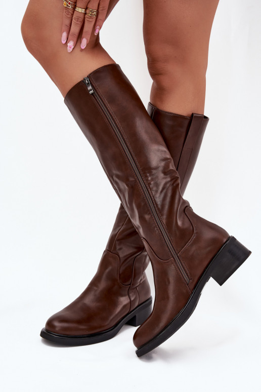 Damen Stiefel mit niedrigem Absatz in brauner Ausführung Averna