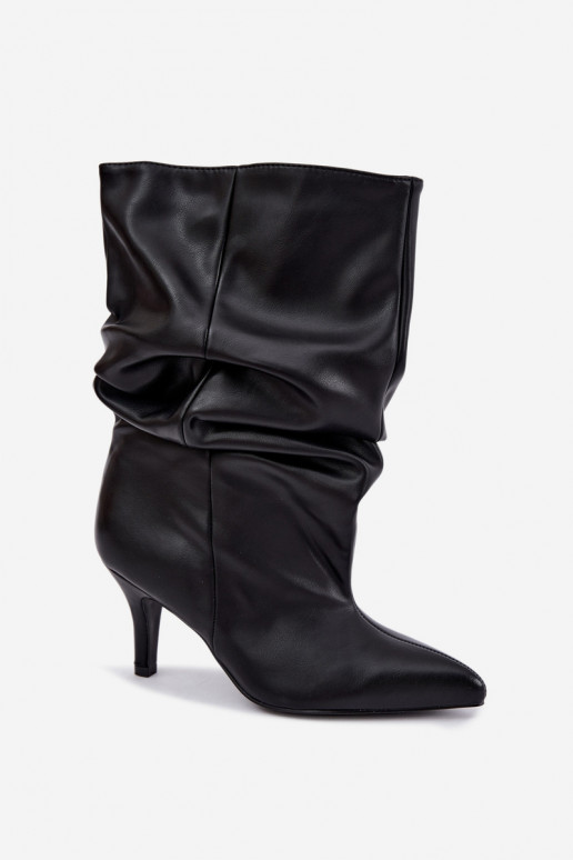 Slouchy Stiefeletten mit Absatz in schwarz Gelra