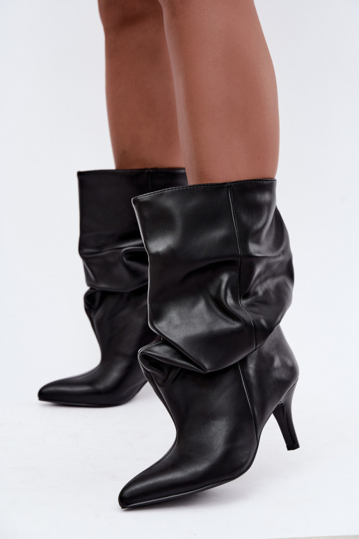 Slouchy Stiefeletten mit Absatz in schwarz Gelra