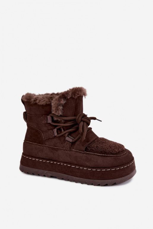 Schnürstiefel für den Winter mit Plattform in Schokolade Coraliah