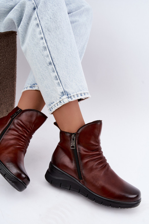 Wärmende Stiefeletten mit Plateau und Rüschen Vinceza 133117 braun