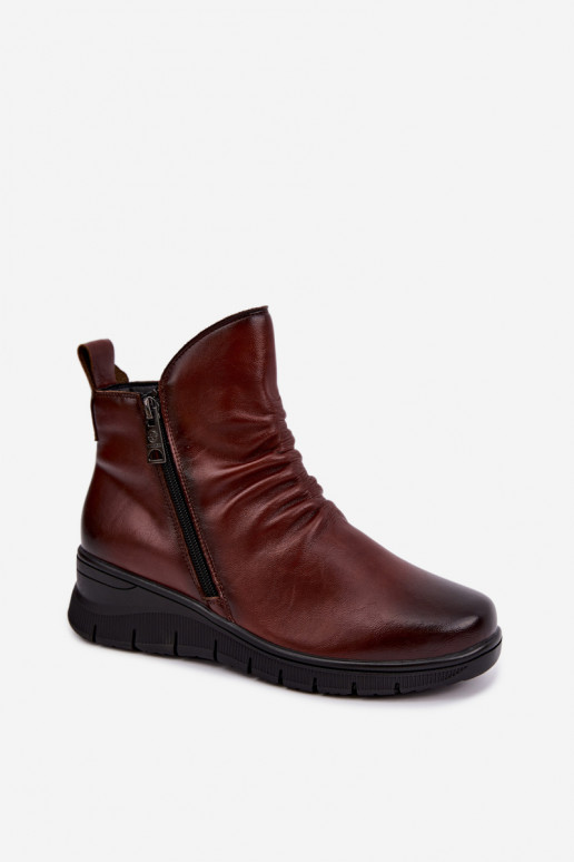 Wärmende Stiefeletten mit Plateau und Rüschen Vinceza 133117 braun