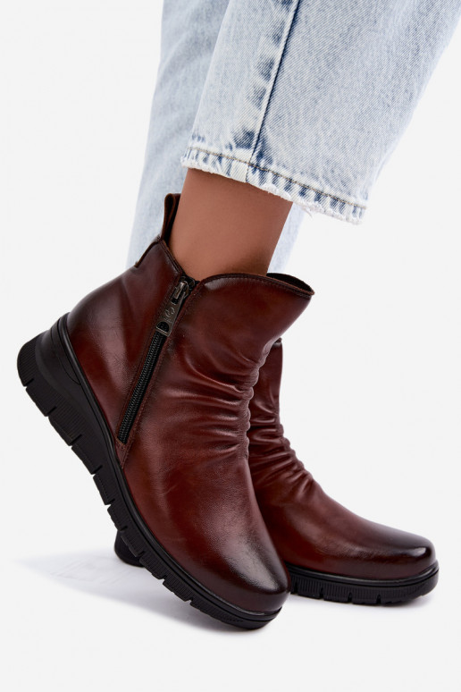 Wärmende Stiefeletten mit Plateau und Rüschen Vinceza 133117 braun