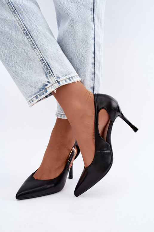 High Heels mit Ausschnitten und goldenen Schnallen Vinceza 62288 schwarz