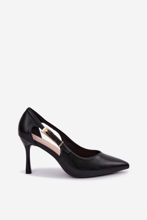 High Heels mit Ausschnitten und goldenen Schnallen Vinceza 62288 schwarz