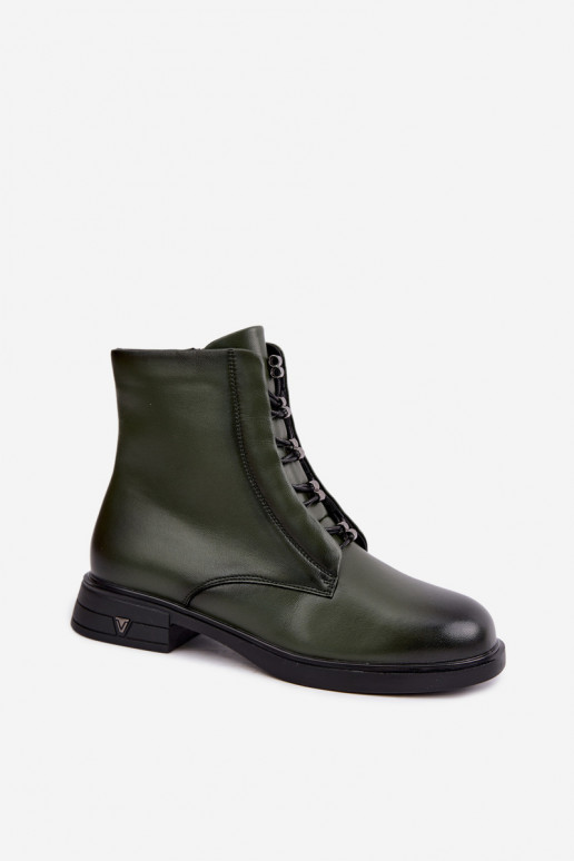 Wärmende Stiefeletten aus Leder Vinceza 133113 khaki