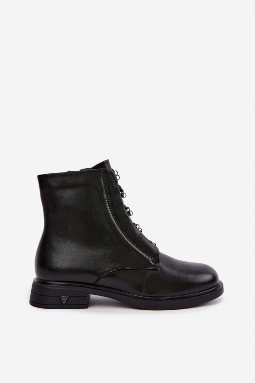 Wärmende Stiefeletten aus Leder Vinceza 133113 schwarz