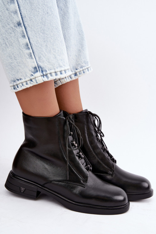 Wärmende Stiefeletten aus Leder Vinceza 133113 schwarz