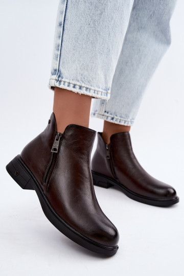 Wärmende Damenstiefeletten aus Leder Vinceza 133112 schokoladenfarben