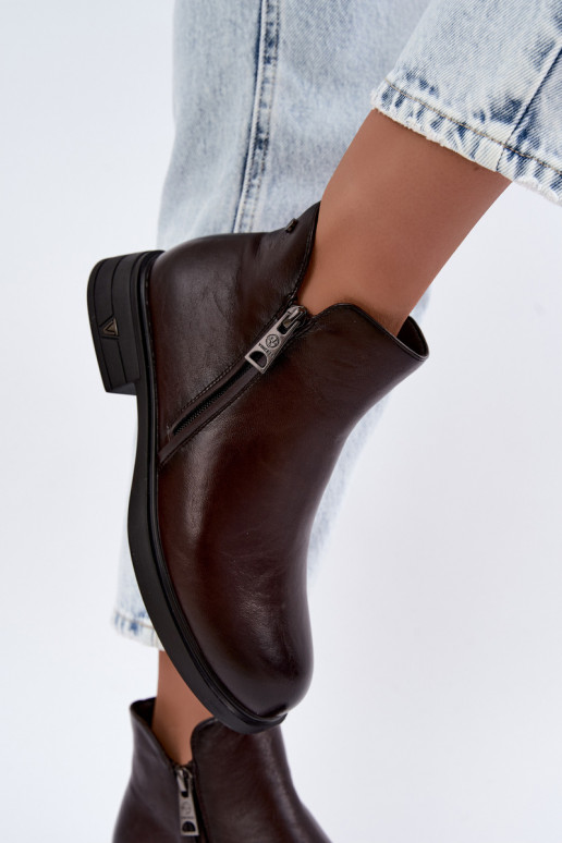 Wärmende Damenstiefeletten aus Leder Vinceza 133112 schokoladenfarben