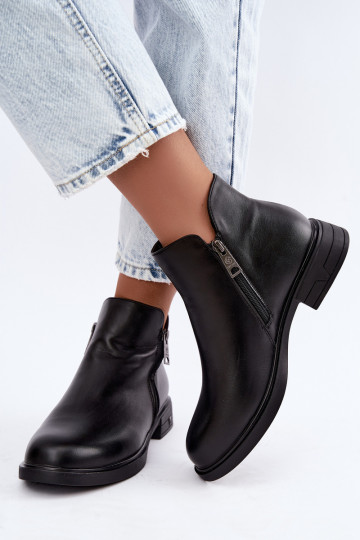 Wärmende Damenstiefeletten aus Leder Vinceza 133112 schwarz 2