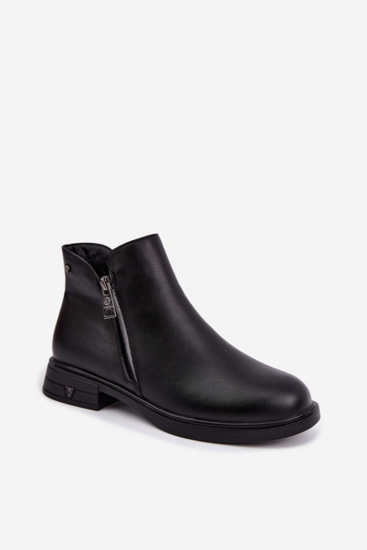 Wärmende Damenstiefeletten aus Leder Vinceza 133112 schwarz
