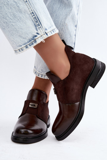 Damenstiefeletten mit breitem Absatz und Schlupfdesign Vinceza 58679 schokoladenfarben 2