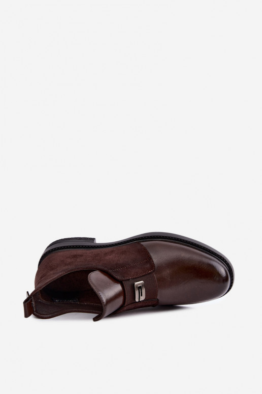 Damenstiefeletten mit breitem Absatz und Schlupfdesign Vinceza 58679 schokoladenfarben