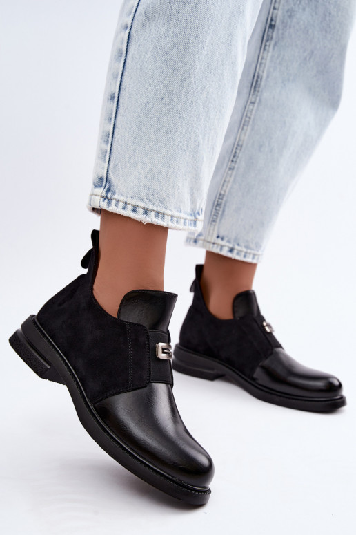 Damenstiefeletten mit breitem Absatz und Schlupfdesign Vinceza 58679 schwarz