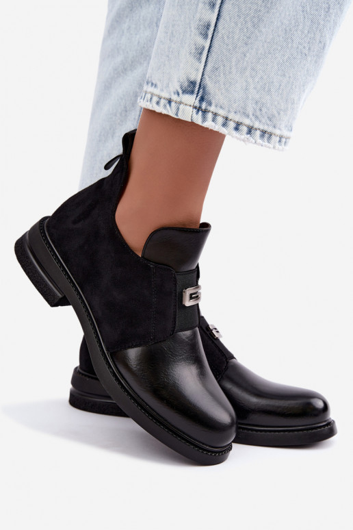 Damenstiefeletten mit breitem Absatz und Schlupfdesign Vinceza 58679 schwarz