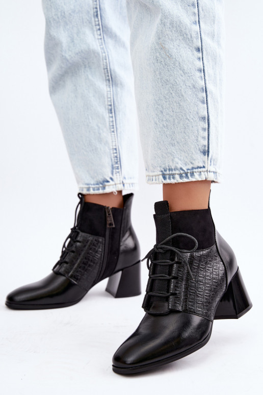 Wärmende Stiefeletten mit Absatz Vinceza 5867 schwarz