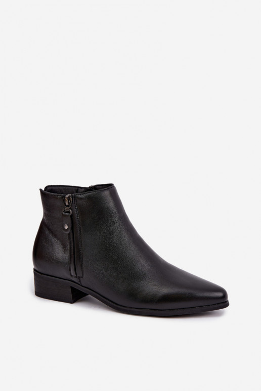 Leder Stiefeletten mit niedrigem Absatz Vinceza 133136 in schwarzer Farbe