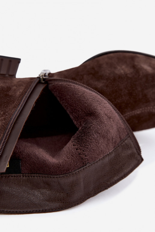 Damen Stiefeletten aus Kunstwildleder Klocke isoliert D&A CR62-3476 in brauner Farbe
