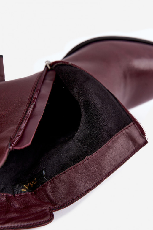 Leder Stiefeletten mit Absätzen isoliert D&A CR62-3442 in burgunderrot