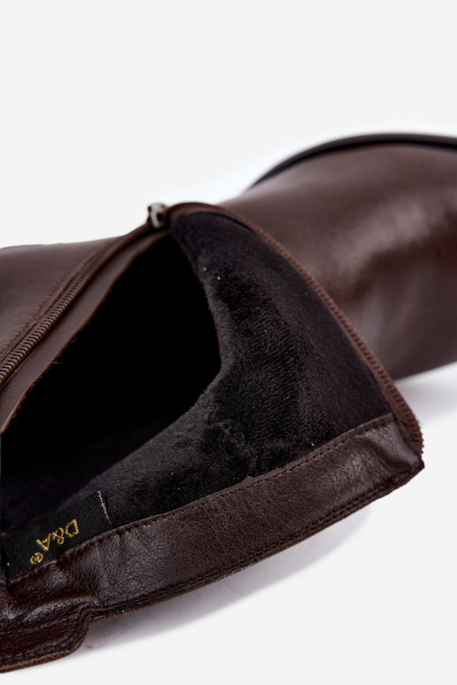 Leder Stiefeletten mit Absätzen isoliert D&A CR62-3442 in Schokoladenfarbe