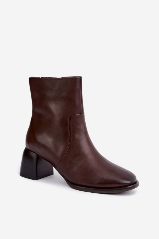 Wärmende Stiefeletten mit natürlichen Lederabsätzen CR62-3391 schokoladenfarben